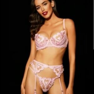 ***SOLD. Honey Birdette Pink Heart Lingerie Set